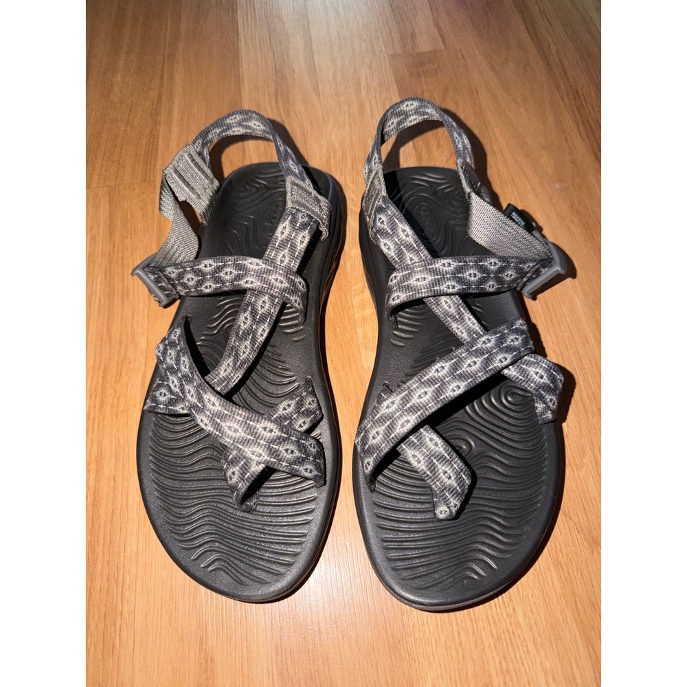 Chaco Z Cloud 2 Womens Sandals Grey Geometric Strappy Toe Loop Size 9